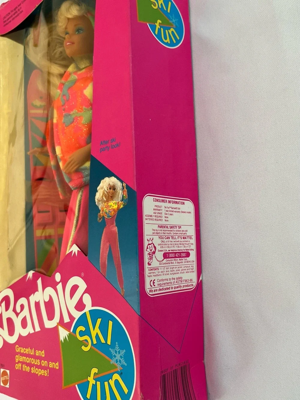 Vintage 1991 Ski Fun Barbie Bright Pink and Multicolor Jacket